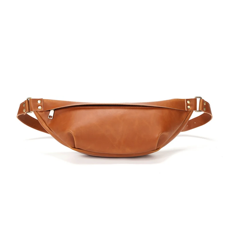 

Men Shoulder Crossbody Bag Waterproof PU Leather Multipurpose Chest Pack Korean Style Vintage Trend Male Waist Bag