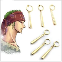 anime peripheral one piece zoro earrings earrings zoro golden three knife flow ins ear hook cosplay ear clip