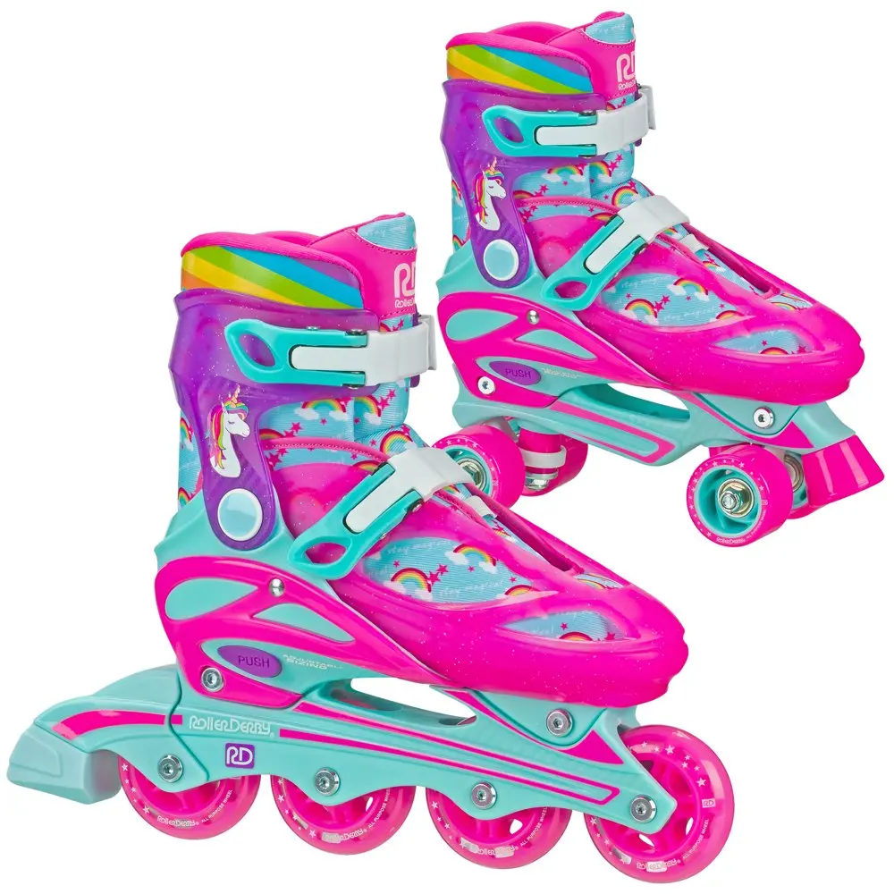 

Sprinter Girl's 2-in-1 Quad Roller and Inline Skates Combo, Zebra (Size 3-6)