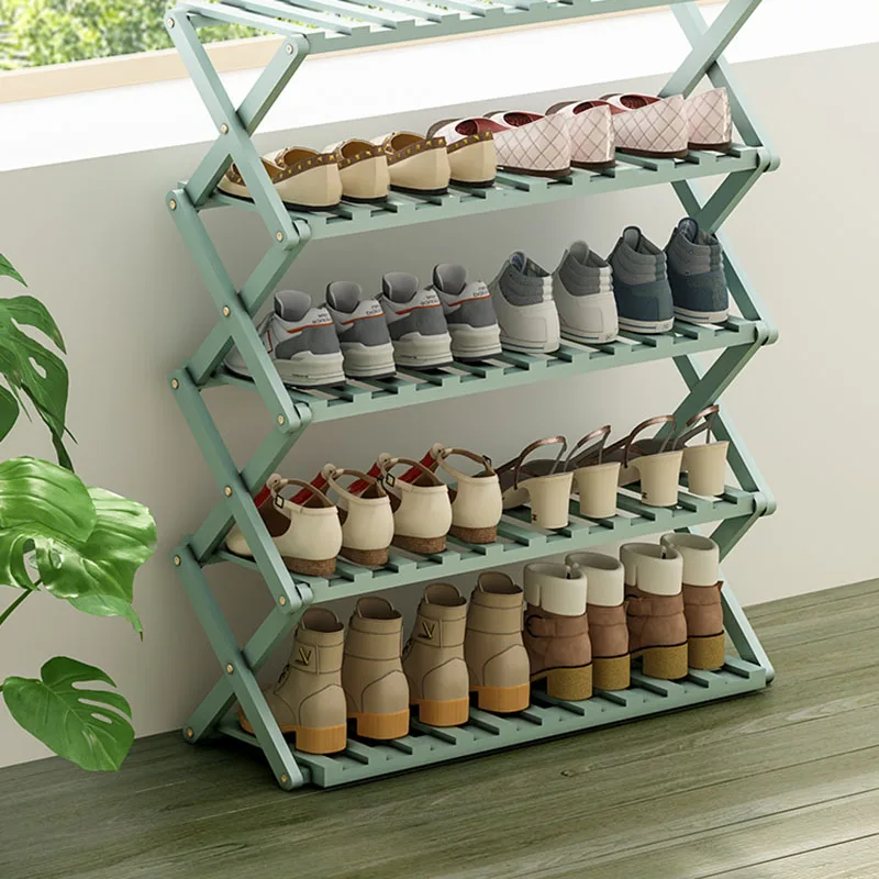 

Shelves Folding Shoes Cabinet Space Savers Shoe Rack Shelf Ultra Thin Bamboo Furniture Shoe Storage Organizer Muebles Furniture