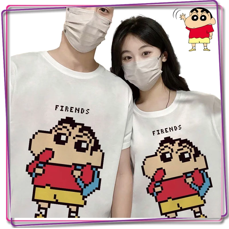 

Kawaii Crayon Shin Chan Women's T-Shirt Made of Pure Cotton, Oversized Couple, Short Sleeved Cute Girl, Loose Top Gift