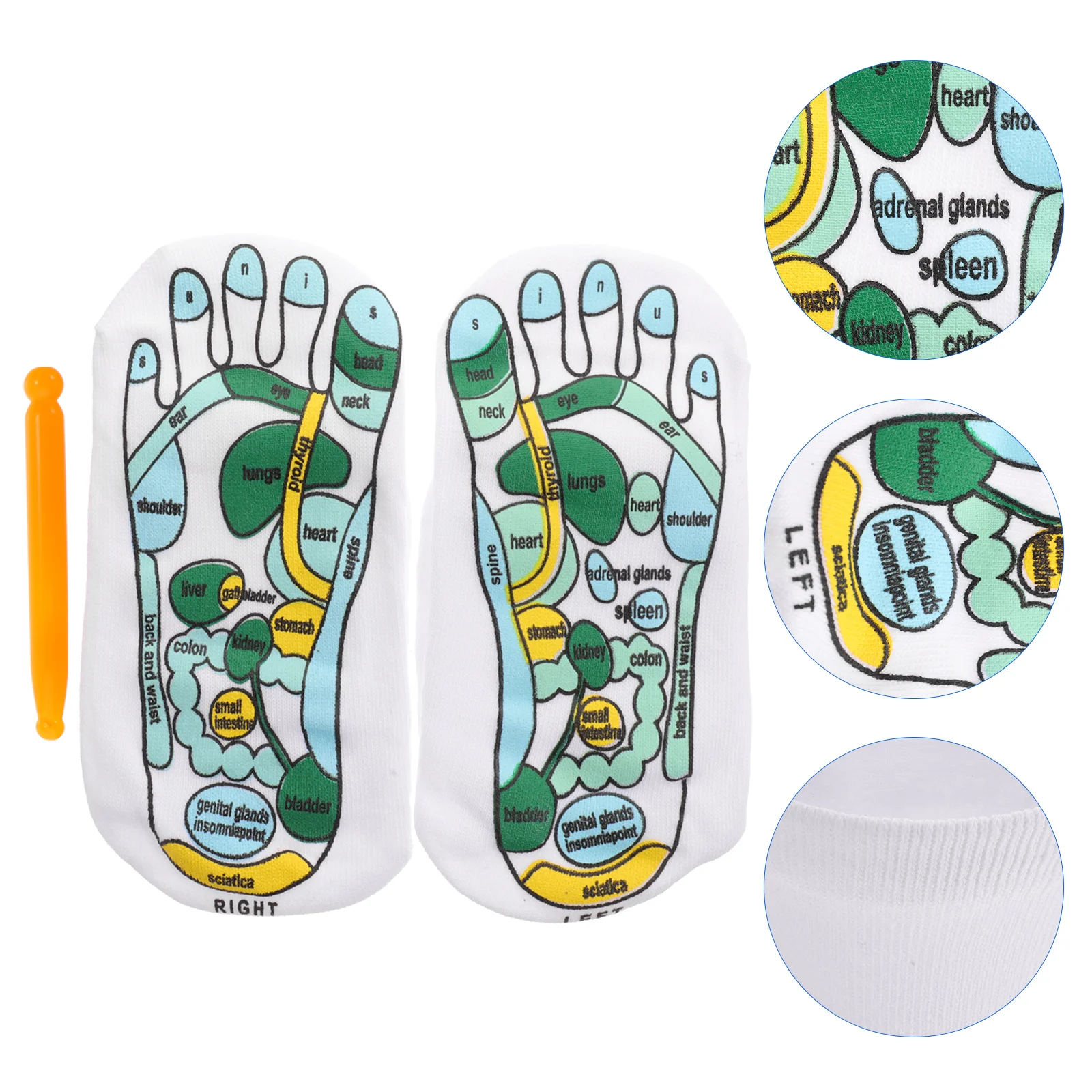 

Foot Socks Home Decorative Acupressure Cozy Women Acupoint Printed Reflexology Comfortable Scroll Wheel Charts