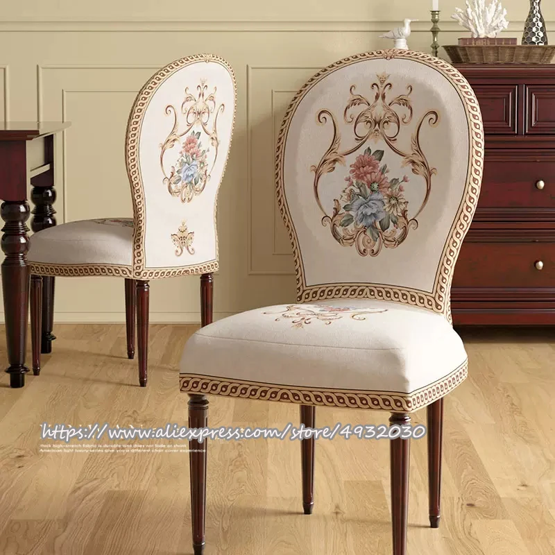 Cover Elastic Round Back Dining Chair Cover Household Dining Room Stool Cover Universal Home Decoration