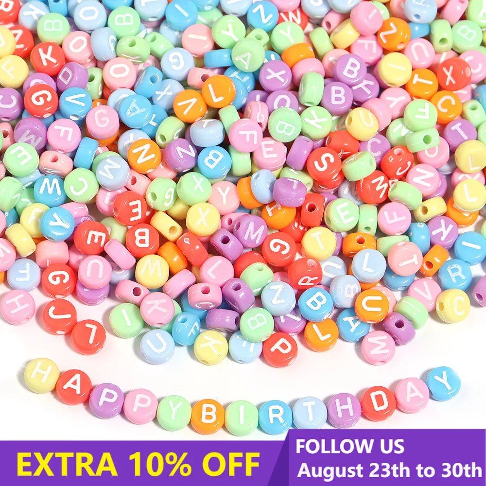 100 шт. 7x4 мм акриловые Смешанные Буквы Алфавита Бусины круглые плоские шармы бусины для изготовления ювелирных изделий своими руками Браслеты Аксессуары