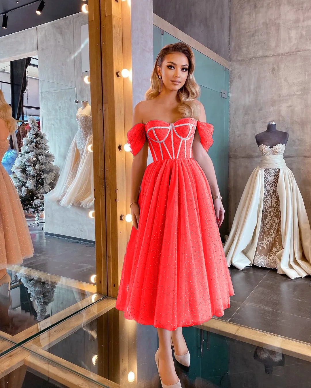 

Temperament Sequin Evening Dress Sexy Off Shoulder Princess Dress Dress