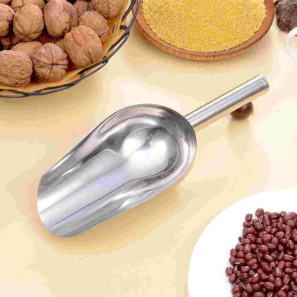 

Scoopsteelflour Ice Pet Stainless Metal Rice Popcorn Litter Bin Dry Coffee Ladles Grain Kitchen Scooper Cat Bar Feeding