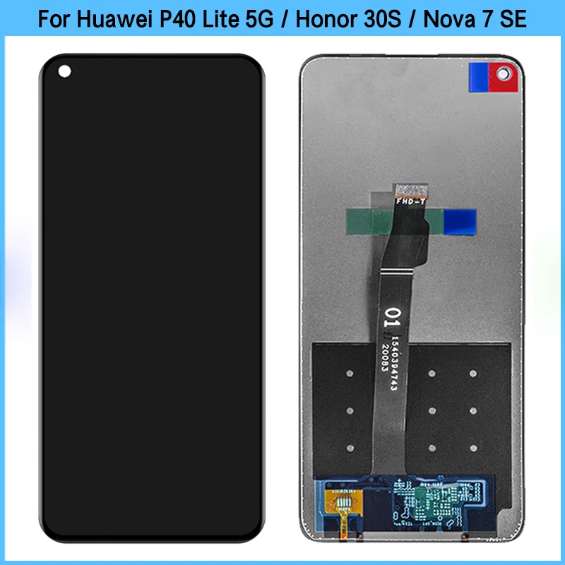 

ЖК-дисплей 6,5 ''для Huawei P40 Lite 5G / Honor 30S, сенсорный экран с цифровым преобразователем в сборе, Nova 7 SE, ЖК-экран