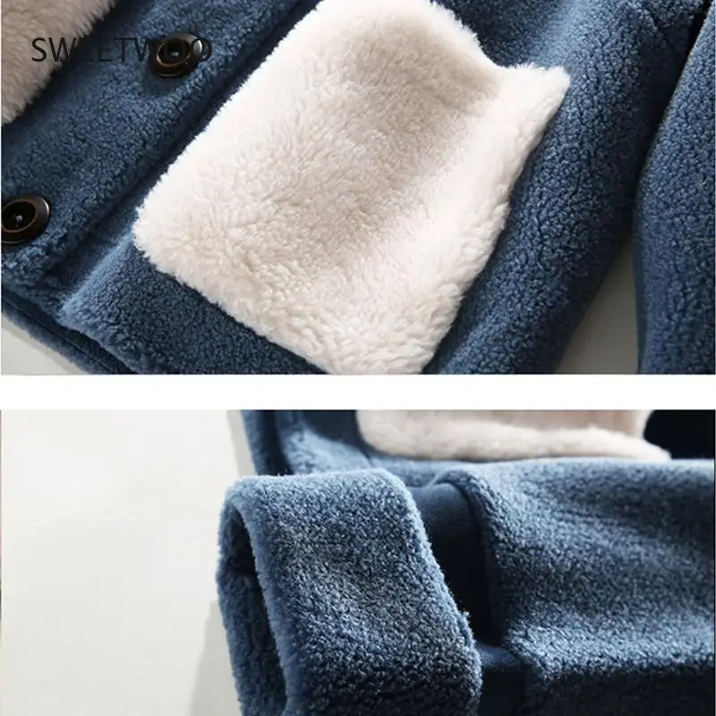 Winter Coat Women Granule Sheep Shearing Faux Fur Coat Big Size Loose Warm Overcoat Female Lambswool Jacket Outwear Contracted