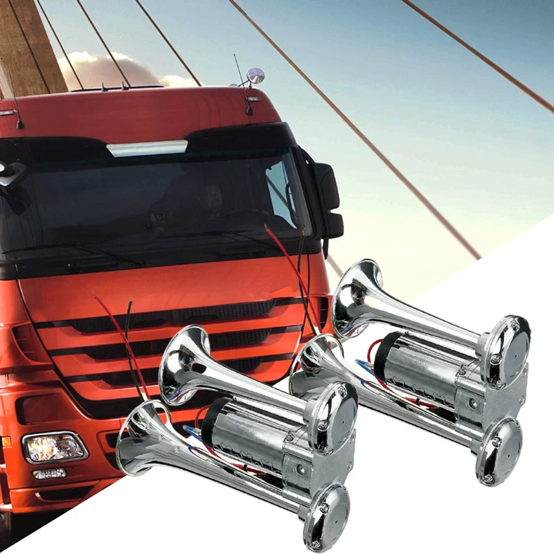 

Dual Trumpets Super Loud 600DB 12V Electric Solenoid Valve Car Electric Air Horn Speaker For Vehicle Car SUV Truck Lorry RV Boat