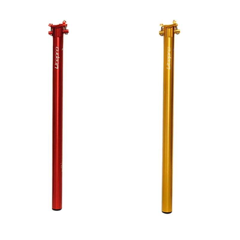 

2X Litepro Folding Bike Seat Post Aluminum Alloy Ultra-Light Bike Seat Post 33.9X600mm For Brompton Red & Golden