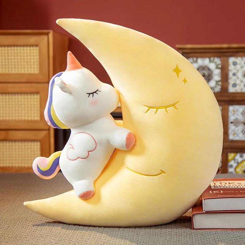 

60cm Cute Unicorn Moon Plush Pillow Toy Stuffed Plushies Hug Dolls Soft Kids Babys Toys for Girls Boys Gifts Kawaii Room Decor