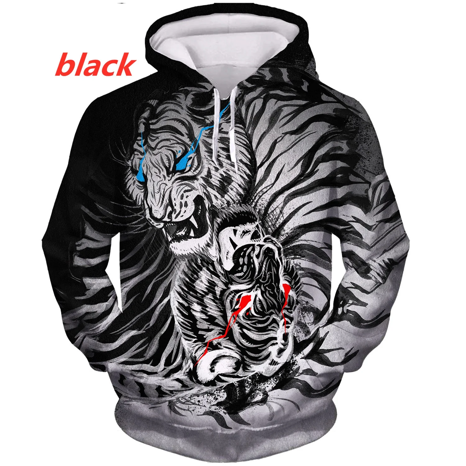 

Свитер с длинным рукавом 2022, толстовка с 3d принтом тигра, худи с животным принтом, повседневная спортивная одежда