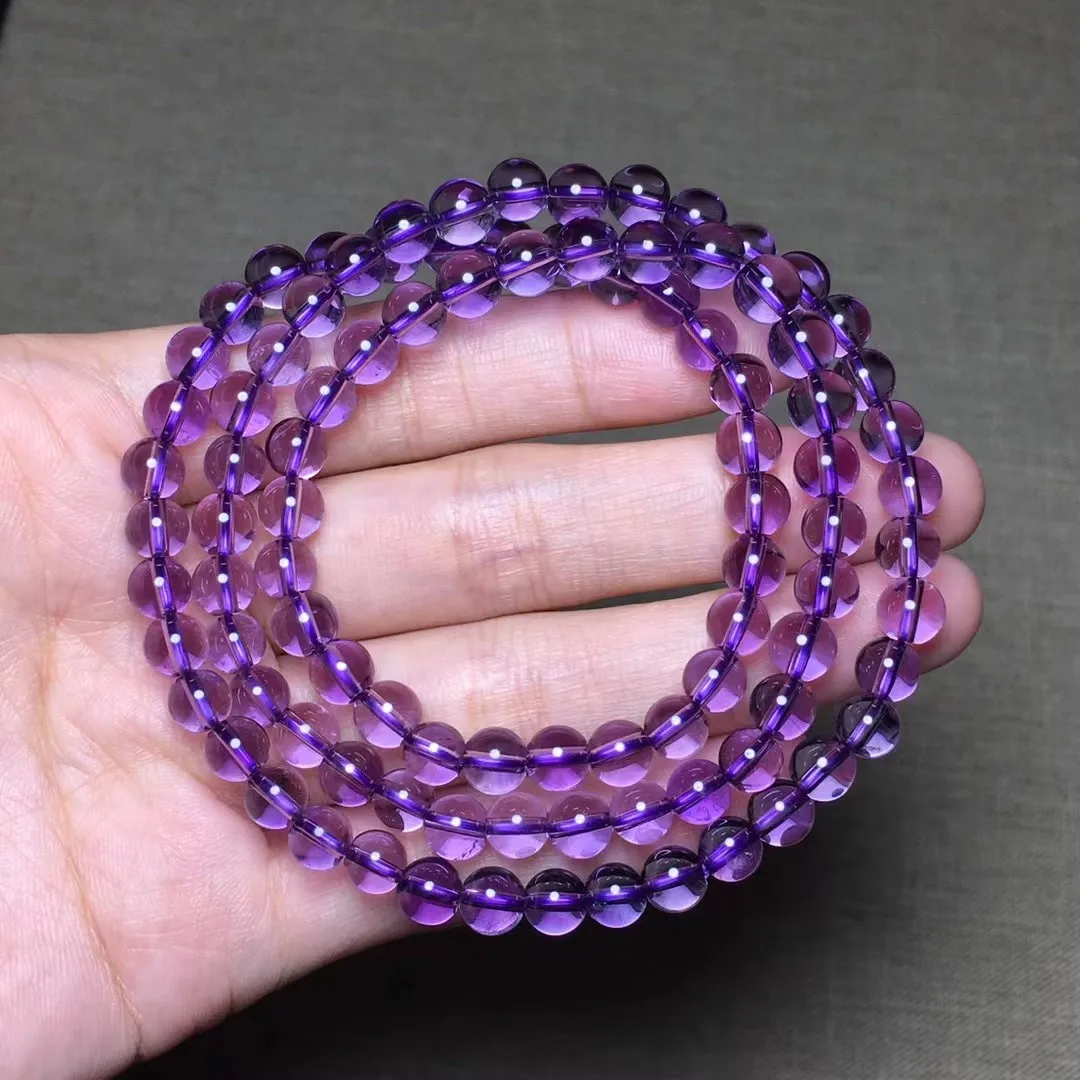 

6mm Natural Purple Amethyst Bracelet Jewelry For Women Men Healing Reiki Gift Beauty Crystal Beads Energy Stone Strands AAAAA
