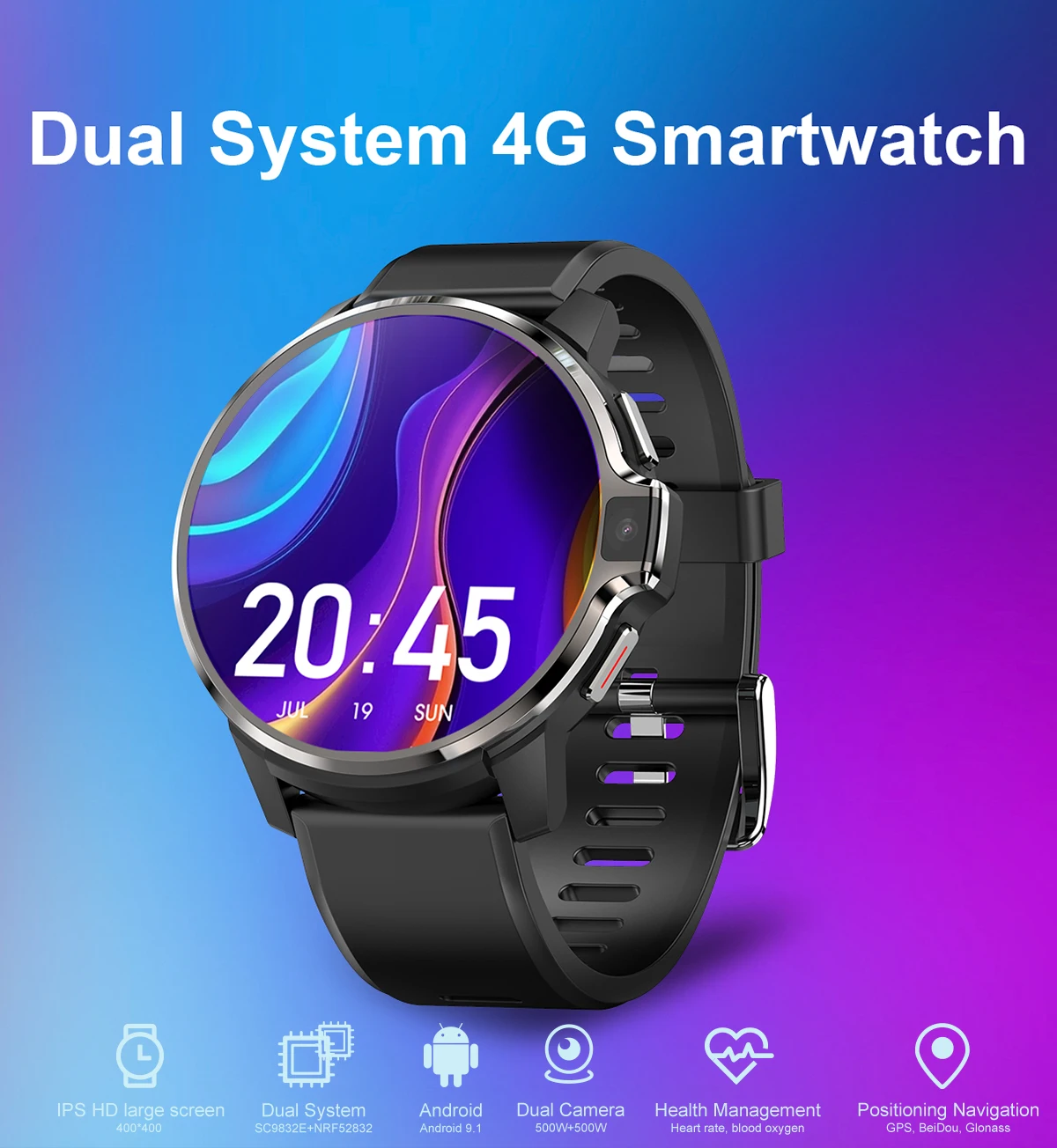 icreative m30 4g smart watch phone android dual system 4g 64gb lte 4g wifi gps 2021 dual camera face id smartwatch for men free global shipping