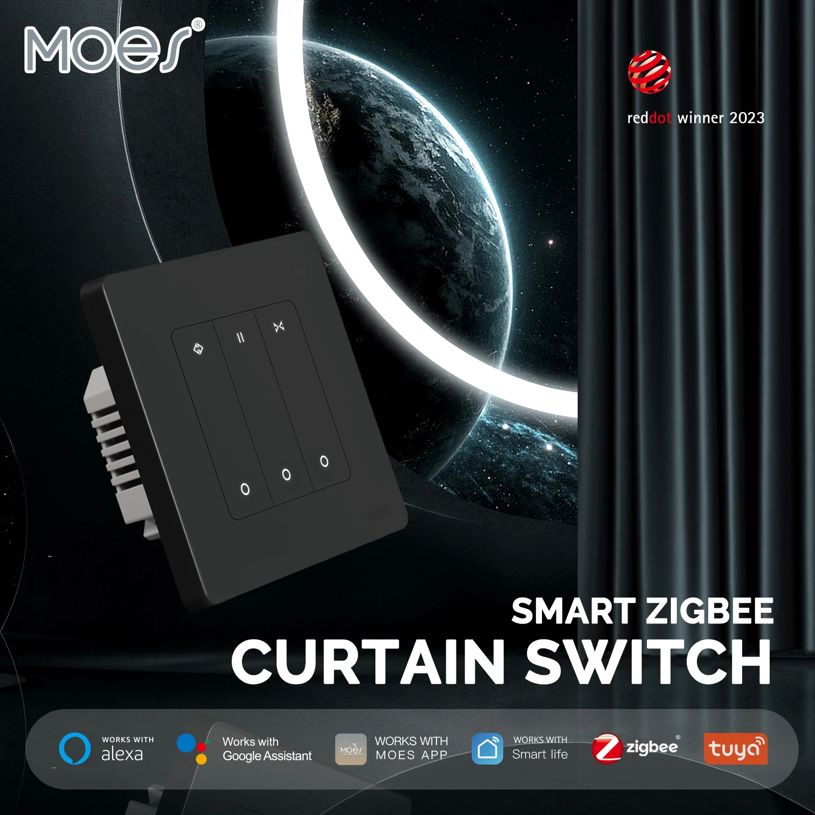 

MOES Smart ZigBee Star Ring Curtain Switch For Roller Shutter Electric Curtains Blind Motor Alexa/Google Home Remote Control