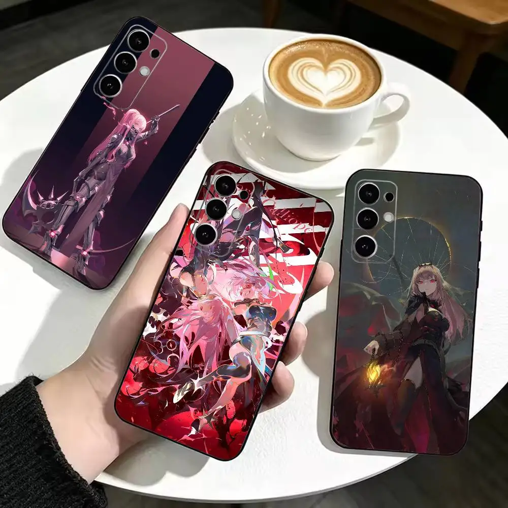 Фото Мягкий силиконовый чехол VTuber M-Mori Calliope для Samsung S26, S24, S21, S22, S23, S30, Ultra, Plus, FE, Lite - черный №1
