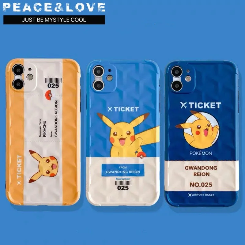 

pokemon airline ticket design pikachu hone Cases For iPhone 12 11 Pro Max Mini XR XS MAX X Back Cover