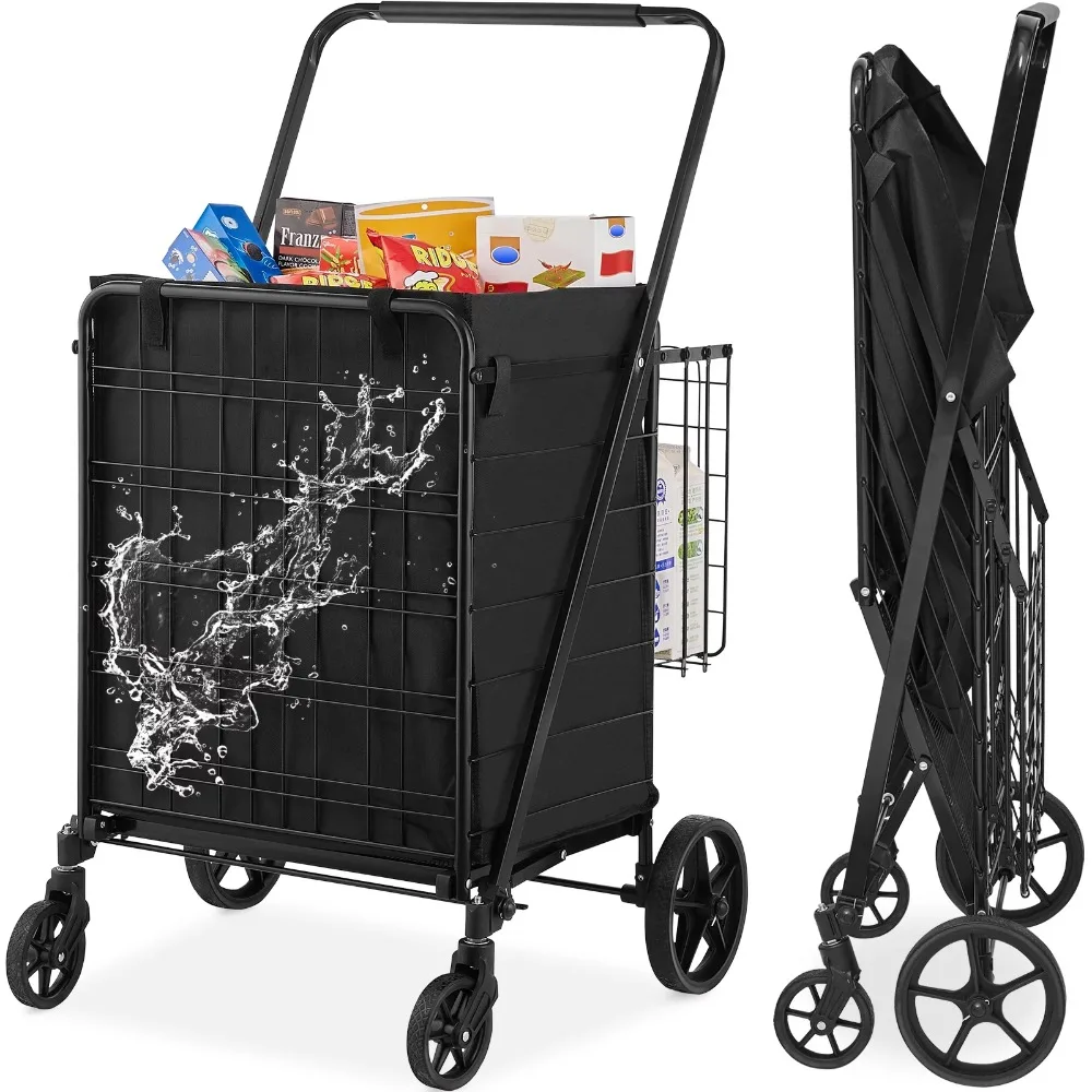

Folding Shopping Cart 330lbs Heavy Duty Rolling Grocery Cart