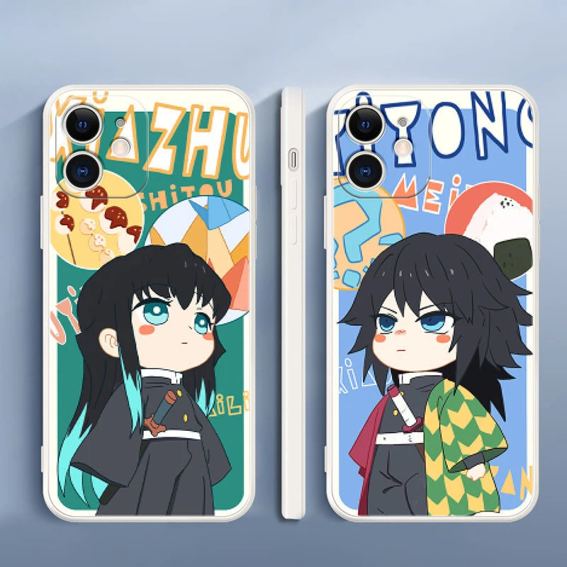 

Demon Slayer Phone Case For iPhone 11 12 13 Pro MAX 6 6S 7 8 Plus XS 12 13 Mini X XR SE 2020 Couple Silicone Protect the Lens