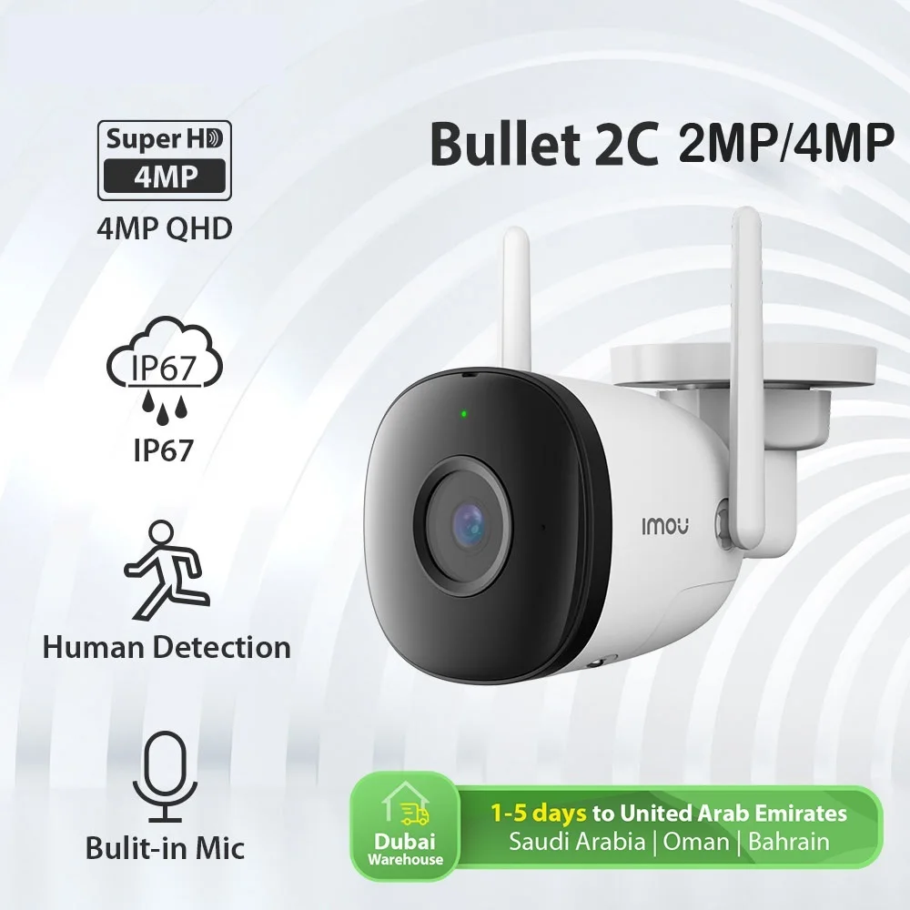 

Imou 1080P 4MP Wi-Fi Camera Dual Antenna Outdoor Night Vision IP67 Weatherproof Audio Recording AI Human Detect IPC-F22P