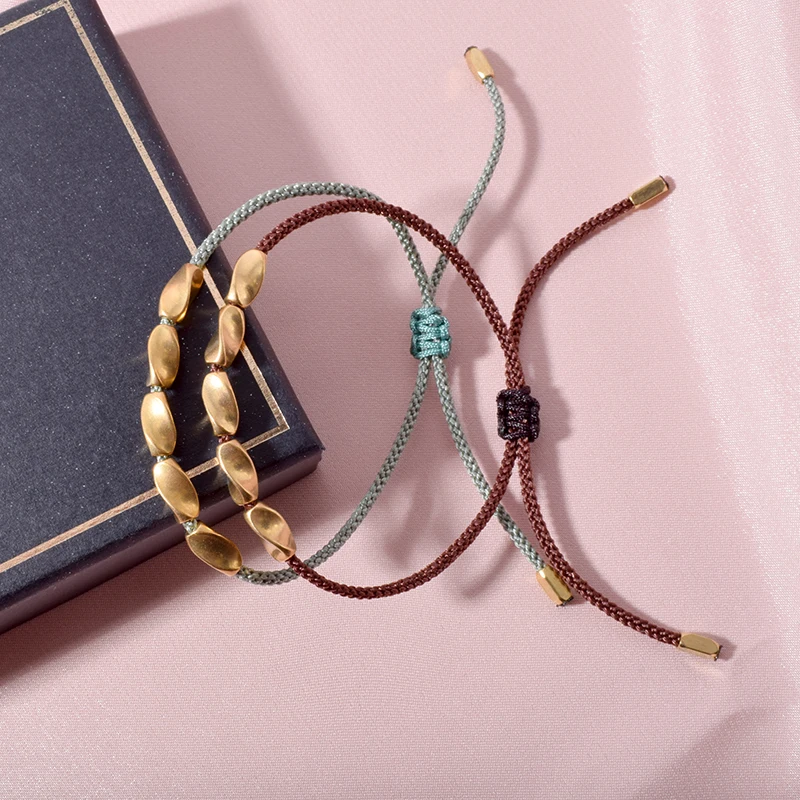 Браслет Rttooas буддийский плетеный медный браслет ручной работы с бусинами для