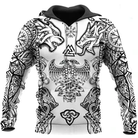 new beautiful viking tattoo 3d printed zip hoodie harajuku fashion european and american style sweatshirt unisex pullover