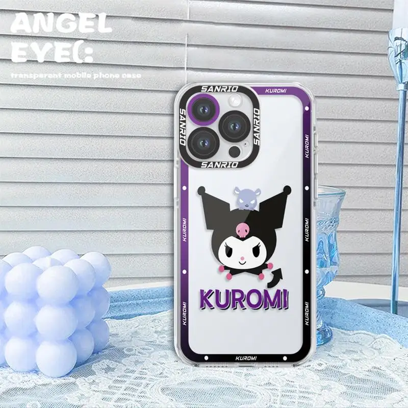 phone case For iPhone 14 13 12 Mini 11 Pro Max 15 8 X XR XS MSX 6 6S 7 SE 15Plus Clear fundas cover Japan Cartoon Kuromi Pochaco