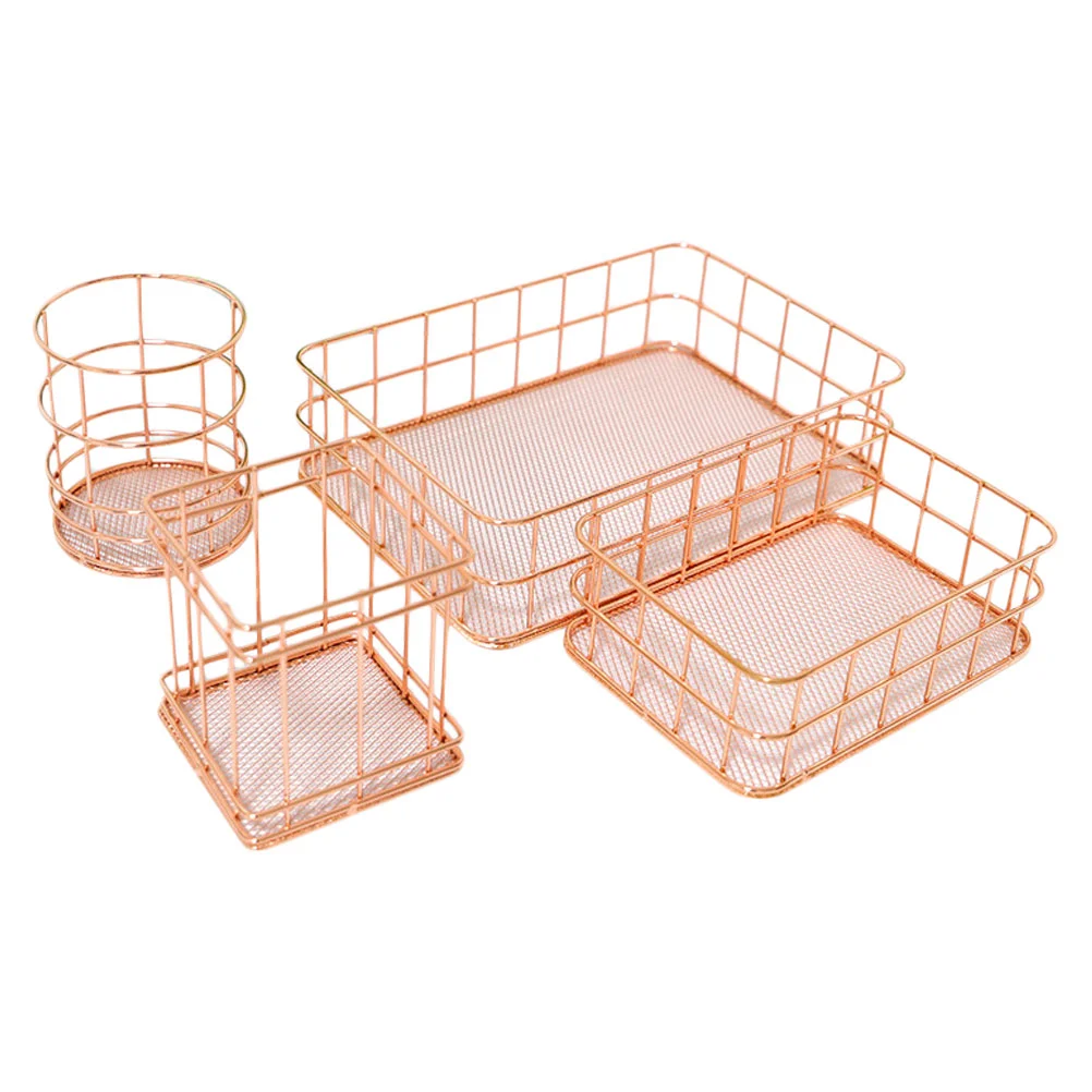 

Organizer Basket Storage Metal Makeup Jewelry Paper Mesh Wiretray Drawer Casebeauty Snack Holder Desktop
