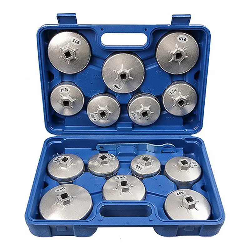 

Cup Type Oil Filter Wrench 15-Piece Socket Set Tool Kit For Engine Oil Filter Wrench Adjustable Oil Filter Removal Tool Ideal