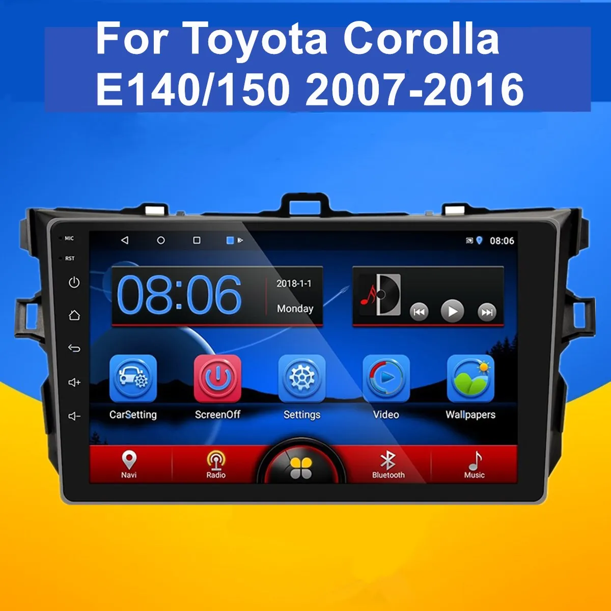 

9'' Android 9.1 Car Stereo Radio WIFI Carplay Player For Toyota Corolla E140/150 2007 2008 2009 2010 2011 2012 2013