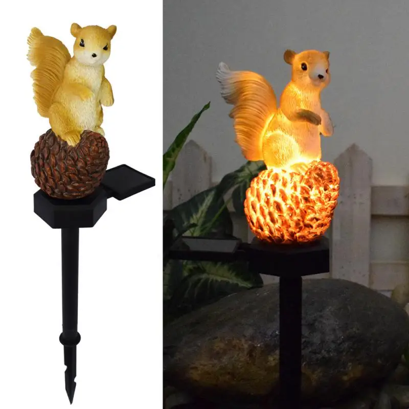 

Solar Light Resin Decorate Solar Energy Atmosphere Squirrel Outdoor Lighting Ambient Light 11*7.5*15*45cm Lawn Animal Led