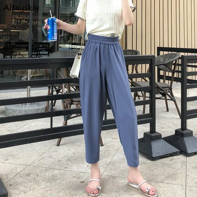 Pants Women Casual Ins Loose Solid Harem Trousers Female Students Clothing All-match Soft Streetwear Harajuku Simple Chic Korean