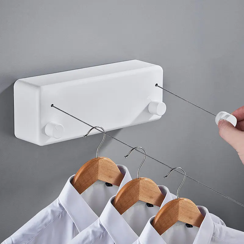 

304 Stainless Steel Rope Telescopic Clothesline Without Punching Indoor Wall Hanging Balcony Invisible Clothesline