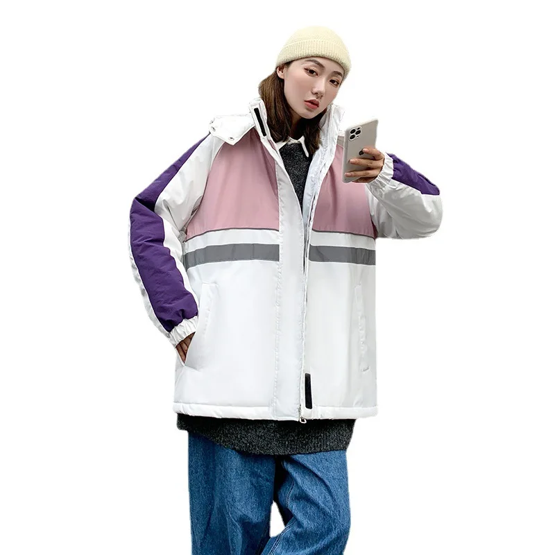 couple clothes women long casual outwear patchwork oversized winter coat men streetwear Korean style 2021 new tops