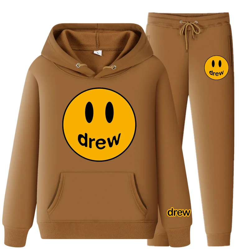 

2022Justin Bieber Hip Hop Mens Tracksuits drew house Brand Unisex Hoodies Sweatshirts Jogging Suits Streetwear Athletic Men Sets