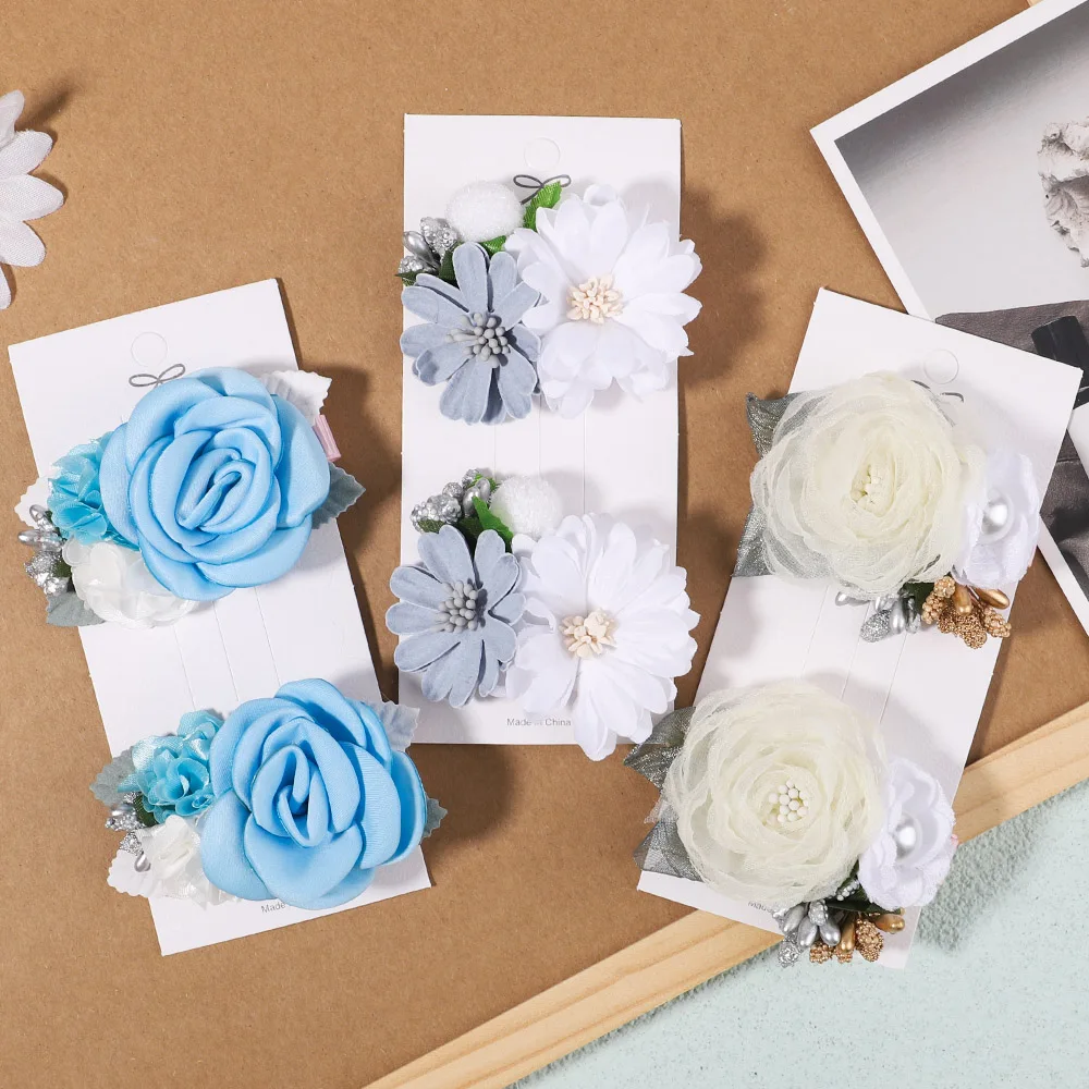 

2Pcs Girls Sweet Floral Flower Hair Clips for Kids Hairpins Safety Clips Hair Decorate Headwear Hair Accessories Christmas Gifts