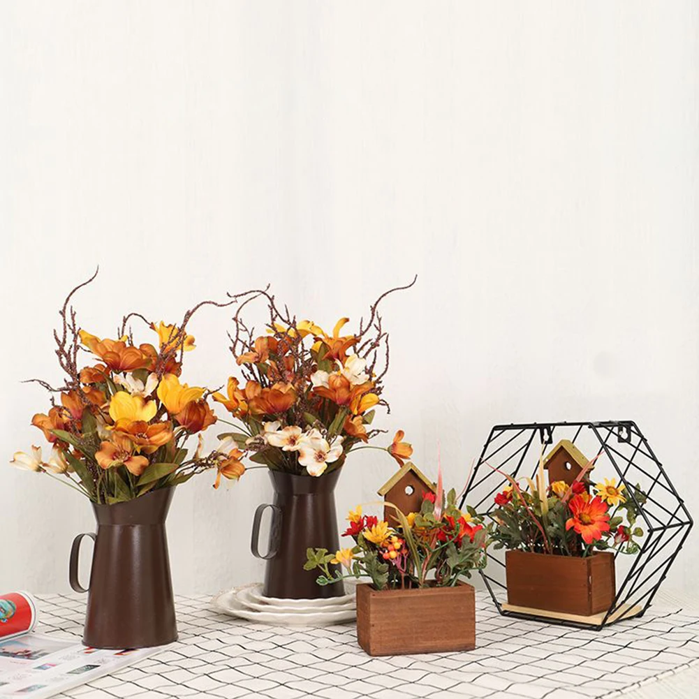 

Artificial Autumn Bouquet With Bucket For Festival Thanksgiving Autumns Decor Home Wedding Decoration Simulated Autumn Leave