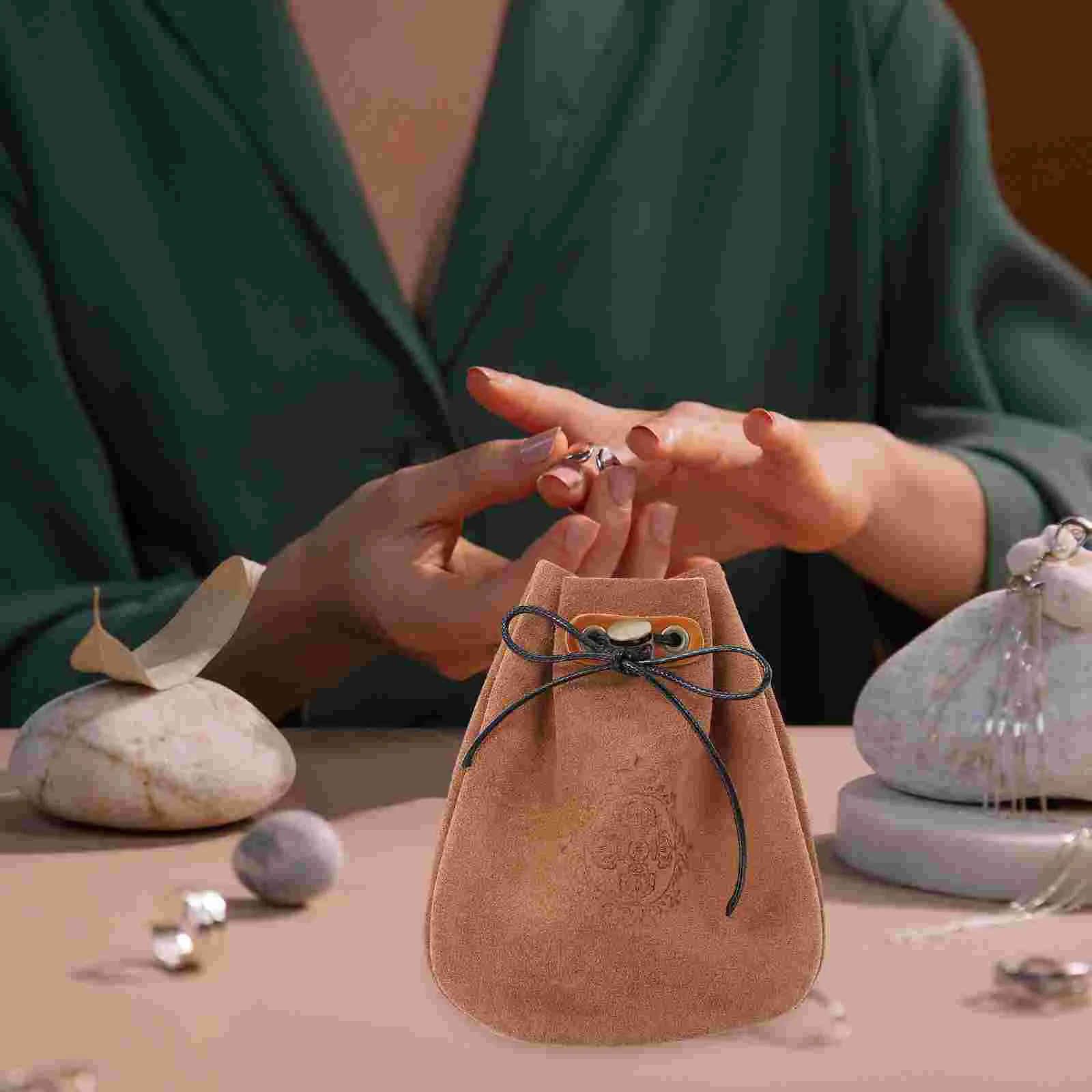 

Drawstringpouchgiftjewelry Pouchespurse Storagewomen Vintageshoe Trinket Christmas Faux Presents Double Fleece Bulk Girls