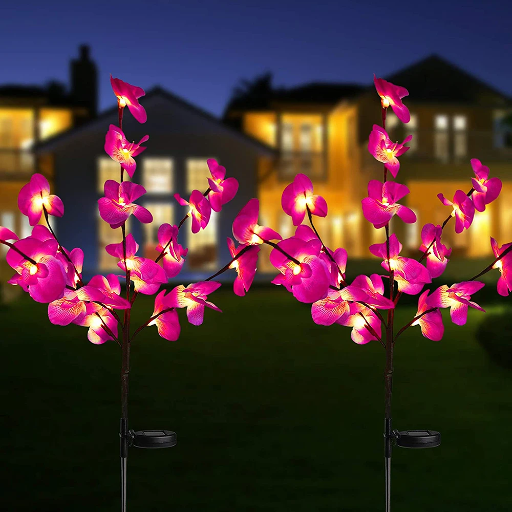 

Phalaenopsis Flower Outdoor Solar Lighting for The Garden and Vegetable Patch Waterproof Lawn Lamps Street Decorations