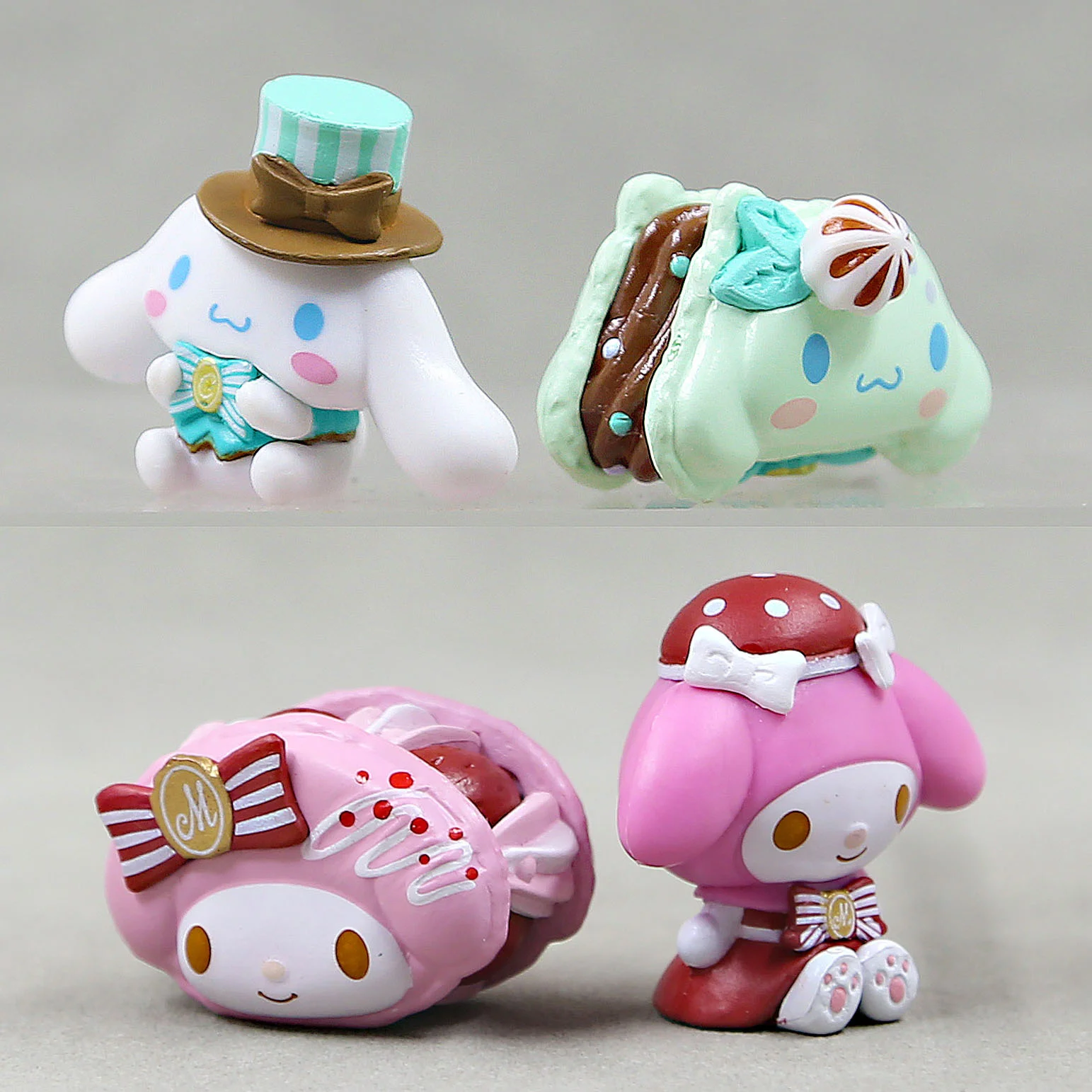 

Sanrio Anime Figure Kawaii Cinnamoroll Melody Kuromi Pochacco Macaroon Dessert Series Cartoon Model Cute Accessories Toy Gifts