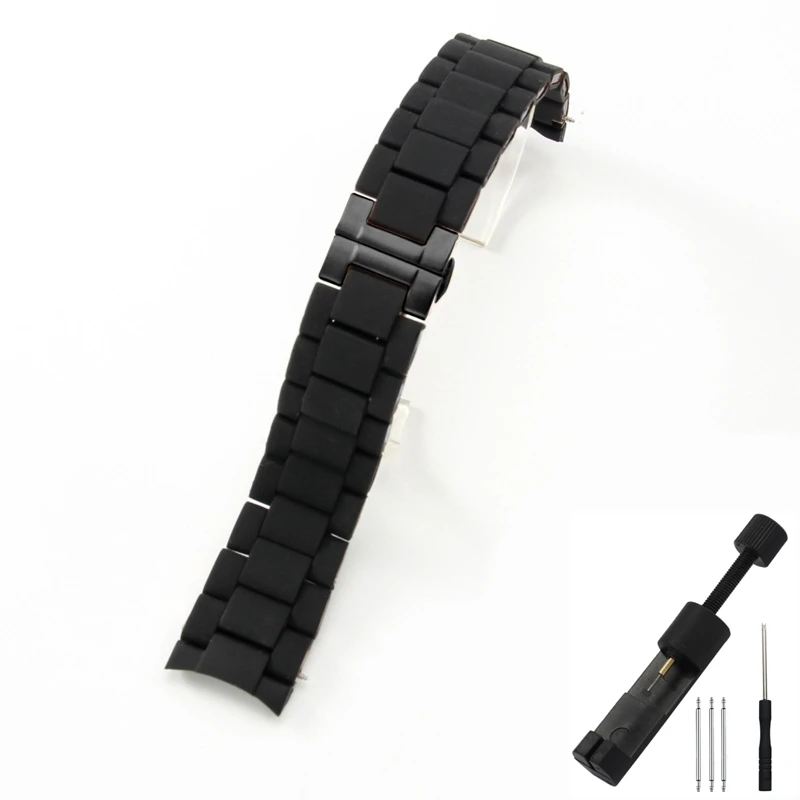 Фото Ремешок для часов Emporio Armani AR5890 5891 5906 5905, силиконовый ремешок с твердыми звеньями из нержавеющей стали, браслет 20 мм, 23 мм, мужской и женский ремешок. №1