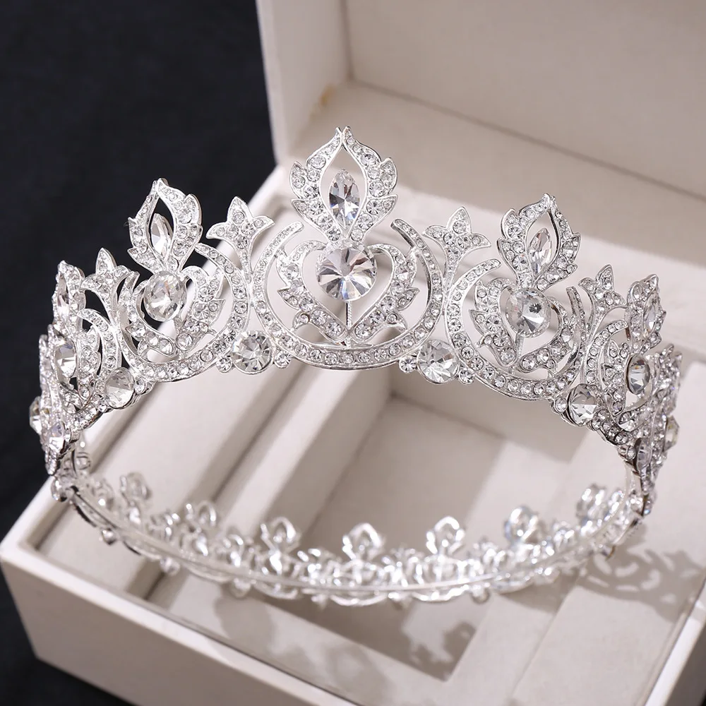 

Baroque Crystal Round Crown Tiara Rhinestone Prom Princess Diadem Tiaras And Crowns For Women Bride Wedding Hair Accessories