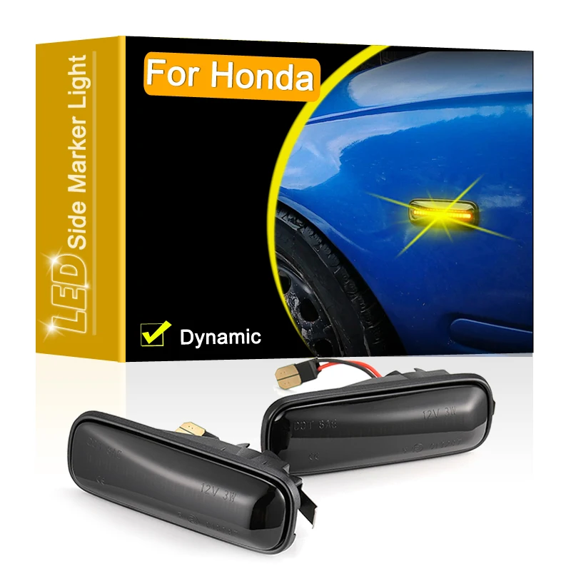 

Smoked Lens Waterproof LED Side Fender Marker Lamp Flowing Turn Signal Light For Honda Civic CR-V Ballade 95-99 Prelude 92-01