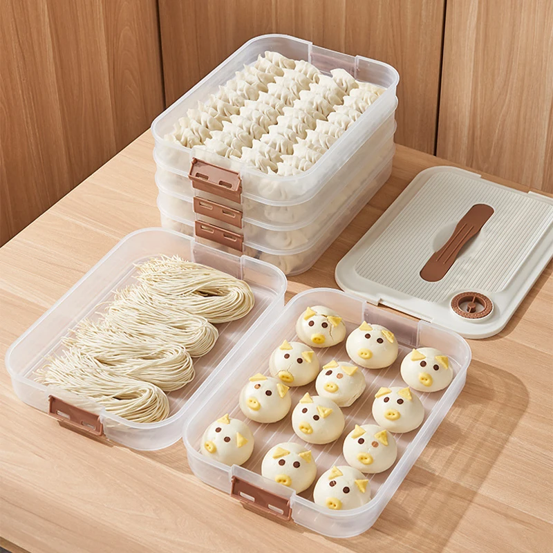 

Dumplings Box Food Grade Dumplings Storage Box Sealed Refrigerator Dumpling Freezing 4 Layers Frozen Quick-Frozen Dumpling Box