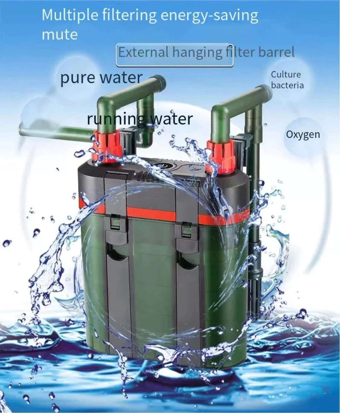 110V-220V fish tank external filter bucket one-button start filter three-in-one filter oxygen pump aquarium accessories 5W