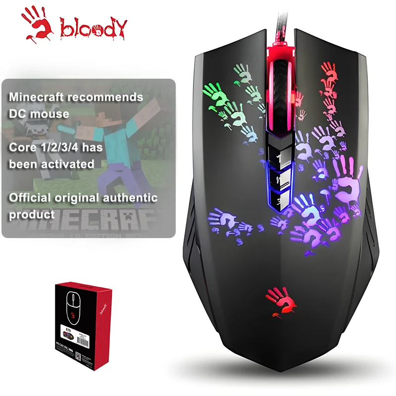 Фото Игровая мышь A4Tech Bloody A60, RGB-мышь, Drag Click, 6200 CPI, 8 макроклавиш, металлический чехол X'Glide, регулировка 1000 Гц №1