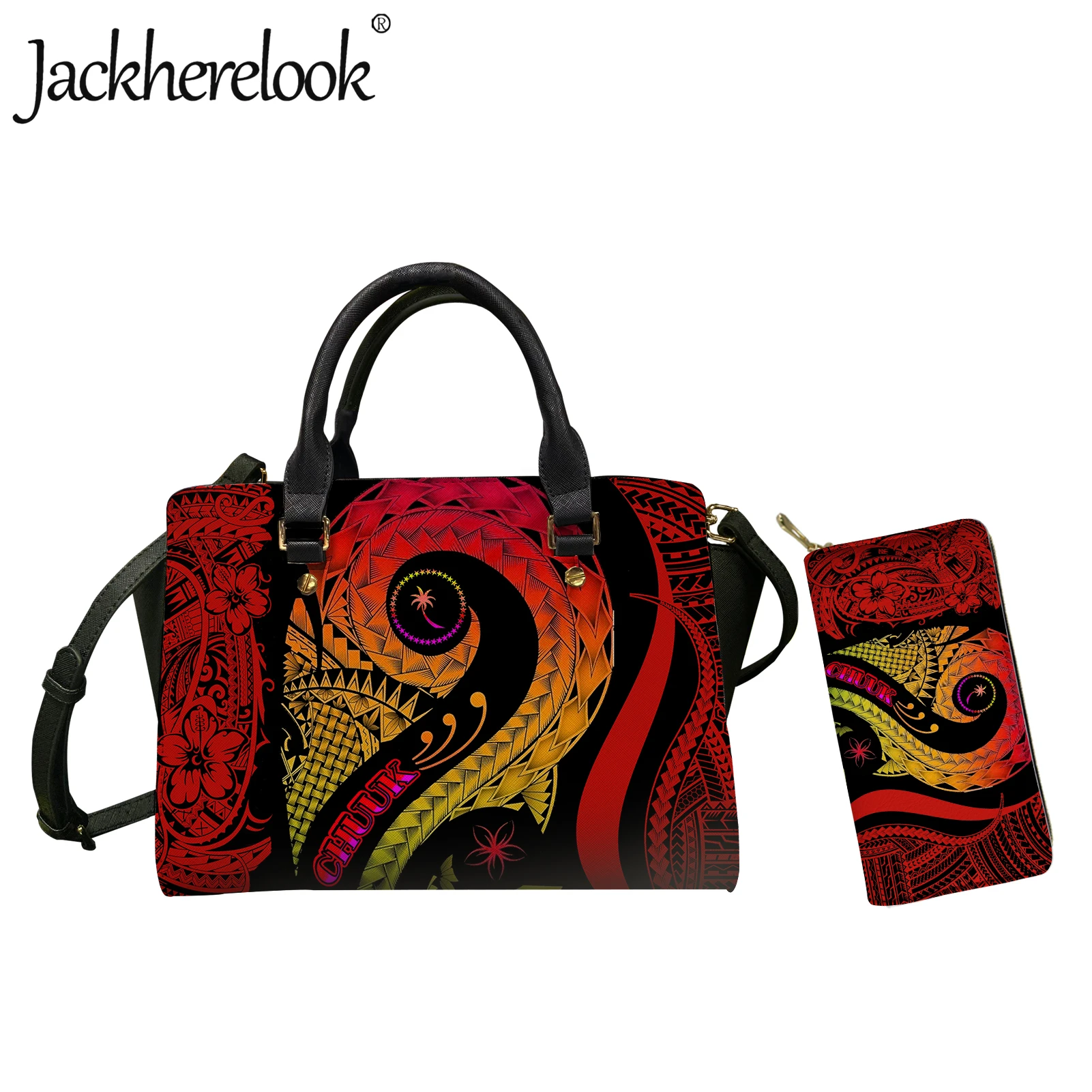

Модная женская сумка Jackherelook 2 шт./компл. с кошельком, сумка через плечо Chuuk с Полинезийским регги принтом для женщин, популярная сумка через п...