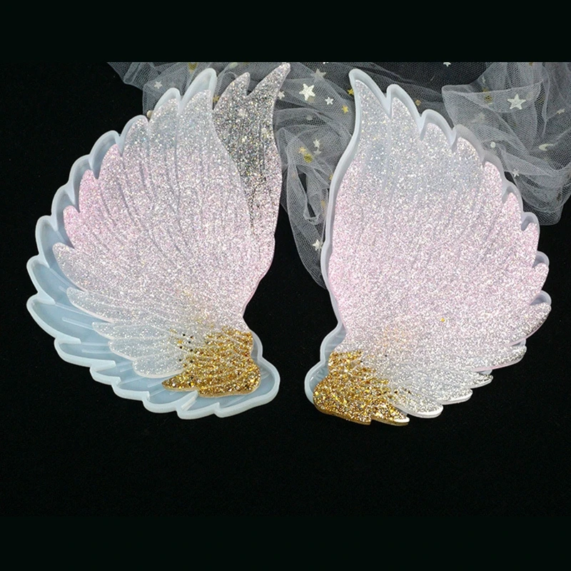 

L21E Silicone Angel Wing Shaped Mold Wings Epoxy Resin Casting Mold for Making Jewelry Tray Decorative Artist Mould Kit