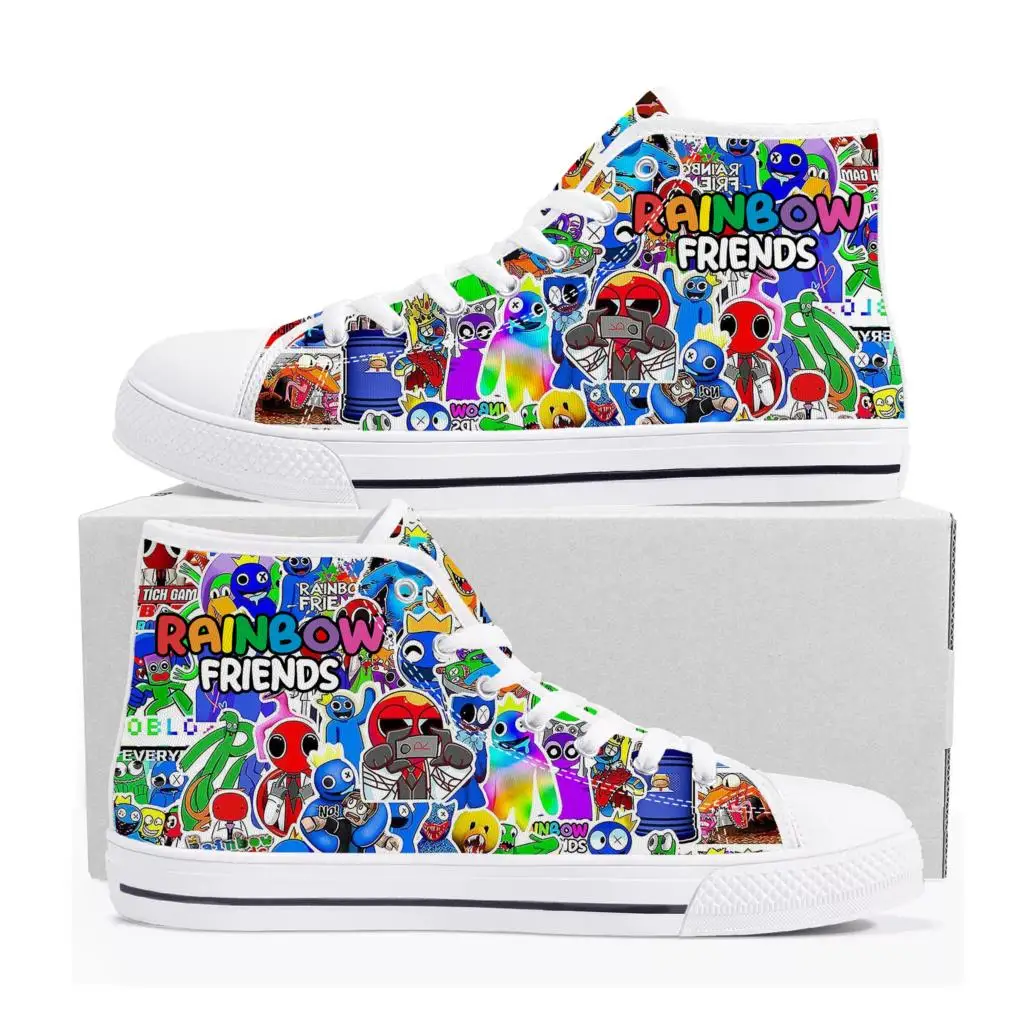 

Rainbow Friends High Top Sneakers Cartoon Game Mens Womens Teenager High Quality Canvas Shoes Casual Fashion Tailor Made Sneaker