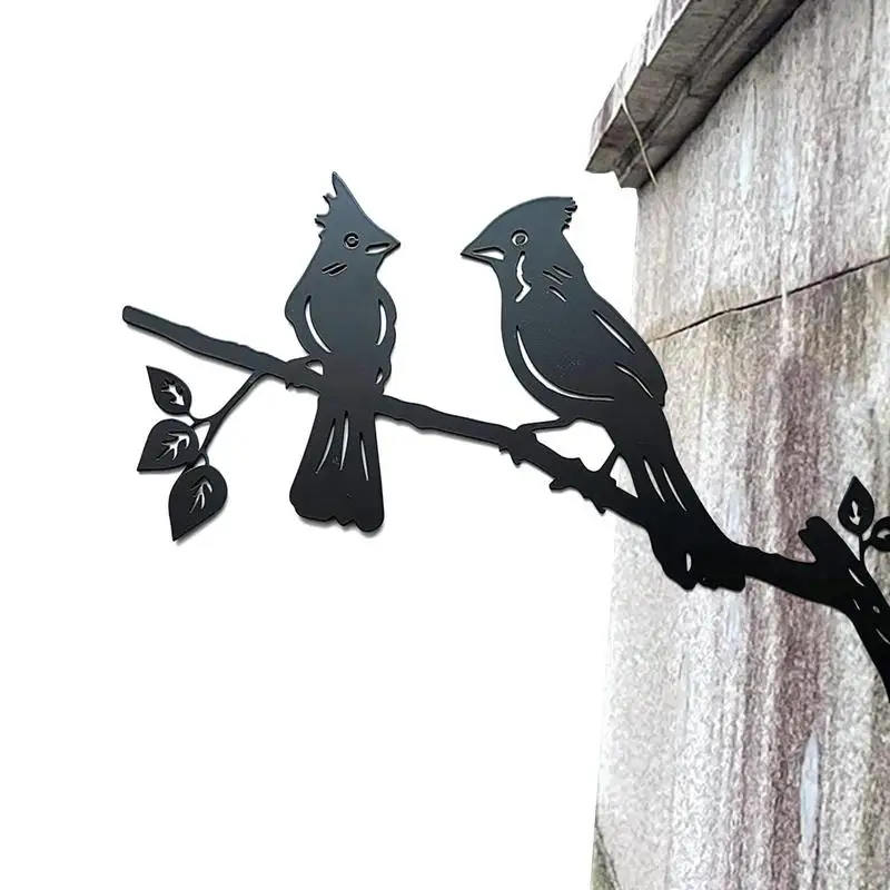 

Metal Cardinal Bird Silhouette Wall Sculpture Birds on Branch Metal Wall Tree Art Decor for Home Garden Yard Backyard Outdoor